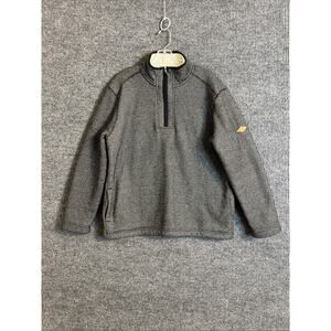 Orvis Mens Sherpa Lined Pullover Size Large Charcoal Gray 1/4 Zip Thick Outdoor